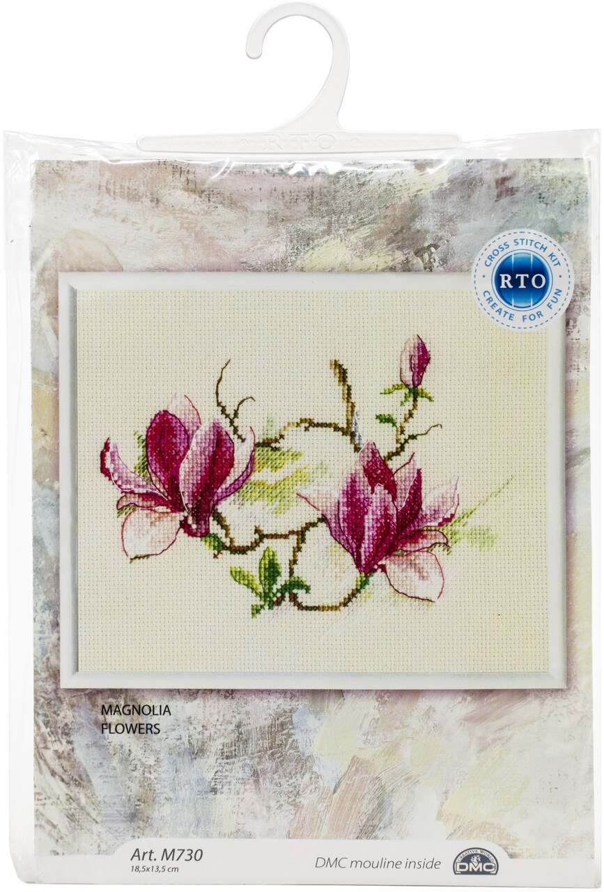 Rto Counted Cross Stitch Kit 7.28"X5.31"-Magnolia Flowers (14 Count)